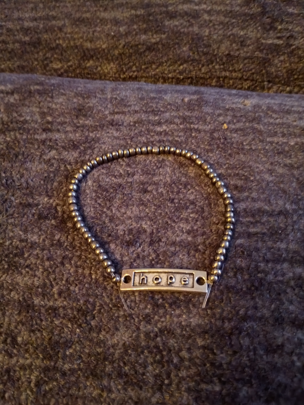 Silver-Tone 'Hope' Beaded Stretch Bracelet
